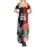 New Zealand And England Rugby Custom Family Matching Summer Maxi Dress and Hawaiian Shirt Maori Tiki With Red Rose Together
