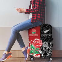 New Zealand And England Rugby Luggage Cover Maori Tiki With Red Rose Together LT05 - Polynesian Pride