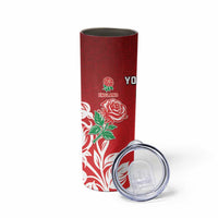 New Zealand And England Rugby Custom Skinny Tumbler Maori Tiki With Red Rose Together LT05 - Polynesian Pride
