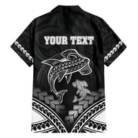 Personalised Happy Father's Day Family Matching Long Sleeve Bodycon Dress and Hawaiian Shirt I Love You Dad Polynesian Style