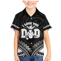 Personalised Happy Father's Day Family Matching Mermaid Dress and Hawaiian Shirt I Love You Dad Polynesian Style LT05 Son's Shirt Black - Polynesian Pride