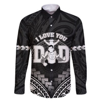 Personalised Happy Father's Day Family Matching Off Shoulder Maxi Dress and Hawaiian Shirt I Love You Dad Polynesian Style LT05 Dad's Shirt - Long Sleeve Black - Polynesian Pride