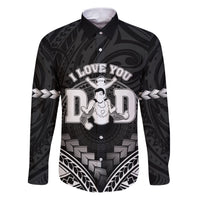 Personalised Happy Father's Day Family Matching Puletasi and Hawaiian Shirt I Love You Dad Polynesian Style LT05 Dad's Shirt - Long Sleeve Black - Polynesian Pride