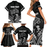 Personalised Happy Father's Day Family Matching Short Sleeve Bodycon Dress and Hawaiian Shirt I Love You Dad Polynesian Style LT05 - Polynesian Pride