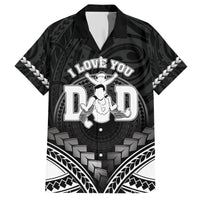 Personalised Happy Father's Day Family Matching Short Sleeve Bodycon Dress and Hawaiian Shirt I Love You Dad Polynesian Style LT05 Dad's Shirt - Short Sleeve Black - Polynesian Pride