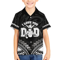 Personalised Happy Father's Day Family Matching Short Sleeve Bodycon Dress and Hawaiian Shirt I Love You Dad Polynesian Style LT05 Son's Shirt Black - Polynesian Pride