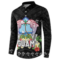 Guam Chamorro Button Sweatshirt Tribal Latte Stone With Dolphins Black