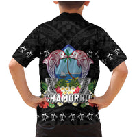 Guam Chamorro Family Matching Mermaid Dress and Hawaiian Shirt Tribal Latte Stone With Dolphins Black LT05 - Polynesian Pride