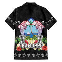 Guam Chamorro Family Matching Off The Shoulder Long Sleeve Dress and Hawaiian Shirt Tribal Latte Stone With Dolphins Black