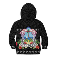 Guam Chamorro Kid Hoodie Tribal Latte Stone With Dolphins Black