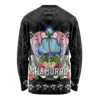 Guam Chamorro Long Sleeve Shirt Tribal Latte Stone With Dolphins Black