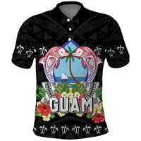 Guam Chamorro Polo Shirt Tribal Latte Stone With Dolphins Black
