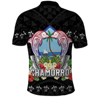 Guam Chamorro Polo Shirt Tribal Latte Stone With Dolphins Black