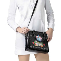 Guam Chamorro Shoulder Handbag Tribal Latte Stone With Dolphins Black