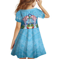 Guam Chamorro Family Matching Mermaid Dress and Hawaiian Shirt Tribal Latte Stone With Dolphins Blue LT05 - Polynesian Pride