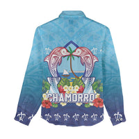 Guam Chamorro Women Casual Shirt Tribal Latte Stone With Dolphins Blue LT05 - Polynesian Pride