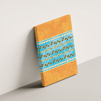 Hawaii Humuhumu Fish Maile Pikake Lei Canvas Wall Art Tribal Tapa Orange Version