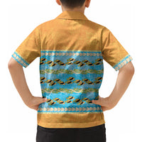 Hawaii Humuhumu Fish Maile Pikake Lei Hawaiian Shirt Tribal Tapa Orange Version