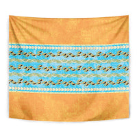 Hawaii Humuhumu Fish Maile Pikake Lei Tapestry Tribal Tapa Orange Version