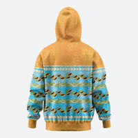 Hawaii Humuhumu Fish Maile Pikake Lei Zip Hoodie Tribal Tapa Orange Version