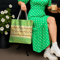 Hawaii Humuhumu Fish Maile Pikake Lei Tote Bag Tribal Tapa Green Version