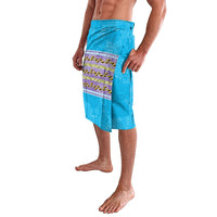 Hawaii Humuhumu Fish Maile Pikake Lei Lavalava Tribal Tapa Blue Version