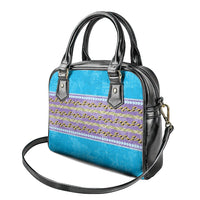 Hawaii Humuhumu Fish Maile Pikake Lei Shoulder Handbag Tribal Tapa Blue Version