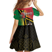 Happy Vanuatu Constitution Day Family Matching Off Shoulder Maxi Dress and Hawaiian Shirt Flag Style With Sand Drawing Pattern
