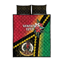 Happy Vanuatu Constitution Day Quilt Bed Set Flag Style With Sand Drawing Pattern