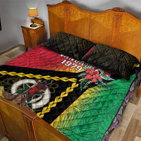 Happy Vanuatu Constitution Day Quilt Bed Set Flag Style With Sand Drawing Pattern