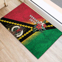 Happy Vanuatu Constitution Day Rubber Doormat Flag Style With Sand Drawing Pattern