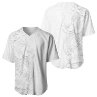 Tokelau White Sunday Baseball Jersey Elegant Hibiscus Polynesian Tribal Pattern