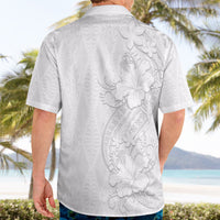 Tokelau White Sunday Hawaiian Shirt Elegant Hibiscus Polynesian Tribal Pattern