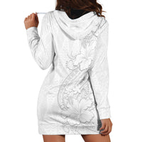 Tokelau White Sunday Hoodie Dress Elegant Hibiscus Polynesian Tribal Pattern