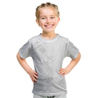 Tokelau White Sunday Kid T Shirt Elegant Hibiscus Polynesian Tribal Pattern