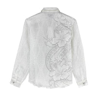 Tokelau White Sunday Women Casual Shirt Elegant Hibiscus Polynesian Tribal Pattern
