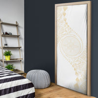 Tonga White Sunday Door Cover Lotu Tamaiti Tongan Kupesi Pattern