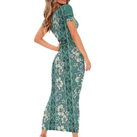 Hawaii Vintage Green Hibiscus Tapa Pattern Family Matching Short Sleeve Bodycon Dress and Hawaiian Shirt LT05 - Polynesian Pride