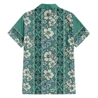 Hawaii Vintage Green Hibiscus Tapa Pattern Hawaiian Shirt
