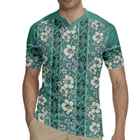 Hawaii Vintage Green Hibiscus Tapa Pattern Rugby Jersey LT05 - Polynesian Pride