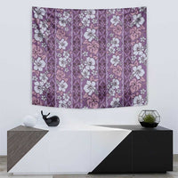 Hawaii Vintage Violet Hibiscus Tapa Pattern Tapestry