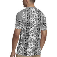 Hawaii Vintage Gray Hibiscus Tapa Pattern Rugby Jersey LT05 - Polynesian Pride