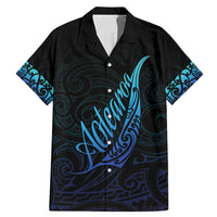 Aotearoa New Zealand Family Matching Mermaid Dress and Hawaiian Shirt Koru Fern Blue Gradient LT05 Dad's Shirt - Short Sleeve Blue - Polynesian Pride