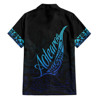Aotearoa New Zealand Family Matching Off Shoulder Maxi Dress and Hawaiian Shirt Koru Fern Blue Gradient LT05 - Polynesian Pride