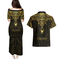 Personalized Polynesia Couples Matching Puletasi Dress and Hawaiian Shirt With Christian Cross LT05 - Polynesian Pride