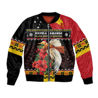 Papua New Guinea Christmas Bomber Jacket Bird Of Paradise Hamamas Krismas LT05 Unisex Black - Polynesian Pride