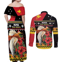 Papua New Guinea Christmas Couples Matching Off Shoulder Maxi Dress and Long Sleeve Button Shirt Bird Of Paradise Hamamas Krismas LT05 - Polynesian Pride