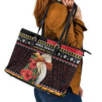 Papua New Guinea Christmas Leather Tote Bag Bird Of Paradise Hamamas Krismas