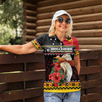 Papua New Guinea Christmas Women Polo Shirt Bird Of Paradise Hamamas Krismas LT05 - Polynesian Pride