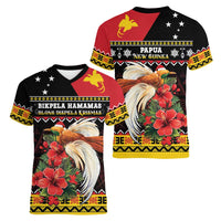 Papua New Guinea Christmas Women V-Neck T-Shirt Bird Of Paradise Hamamas Krismas